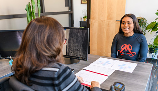 Student meeting with academic advisor