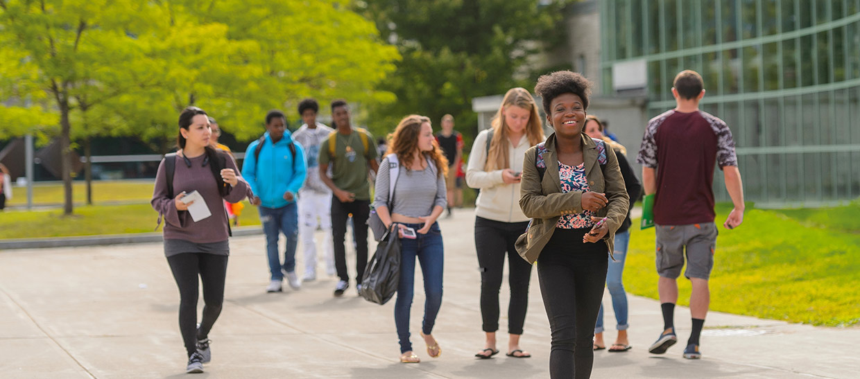 Students walking on campus