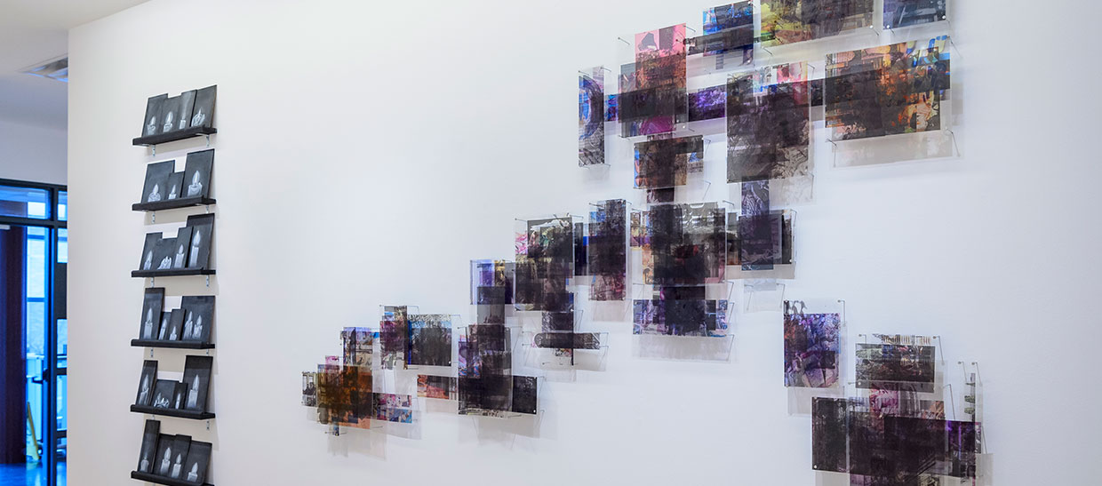 Student exhibit displayed on wall of gallery