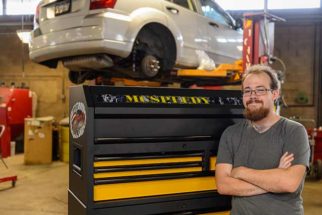Nick McSpedon in the automotive lab