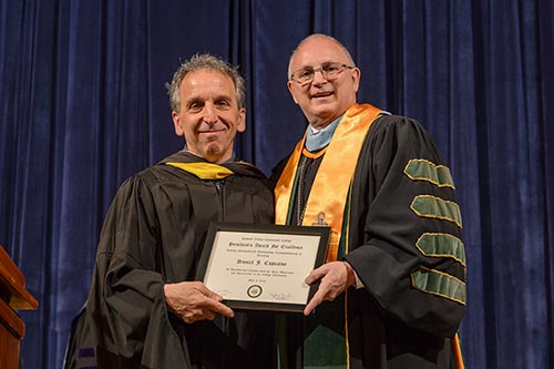 President Matonak presenting Daniel Capuano his award