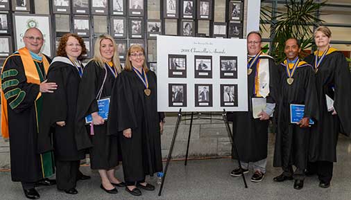 2018 Chancellor Award Recipients with President Matonak