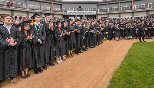 Students in graduation regalia