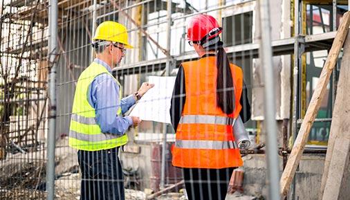 Construction managers on job site