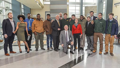 Students with Cypress Creek and Hudson Valley Community College representatives