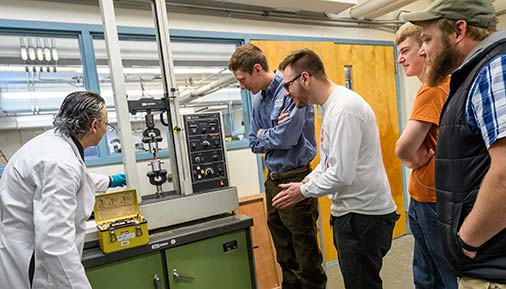 Mechanical Technology students working with their professor