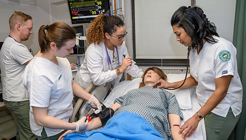Nursing students in lab