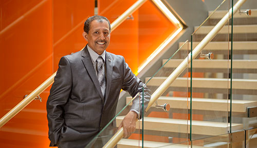 President Roger Ramsammy in the science center
