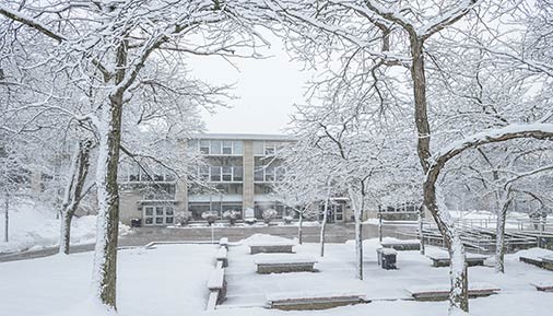 Snowfall on campus