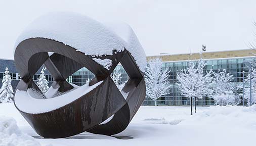 Snowfall on campus