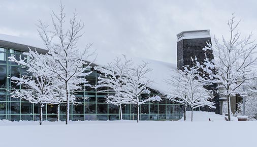 Snowfall on campus