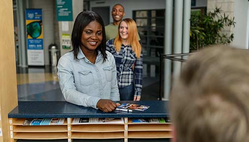 Student being helped at Registrar's Desk