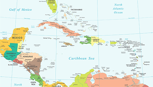 Illustration of a map of Central America