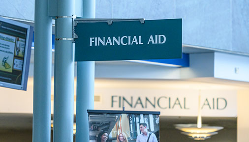 Financial aid office sign