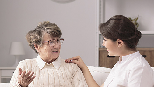 Community health worker and client