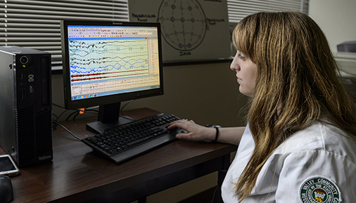 Student working at a computer