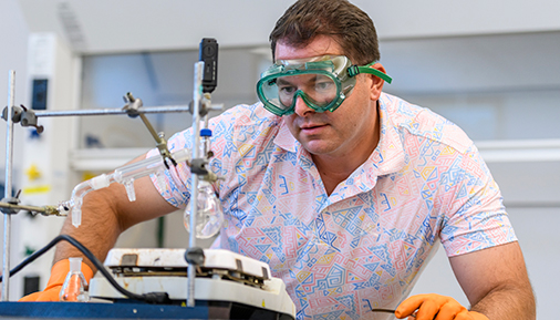 Dr. Shea sets up a lab during a remote teaching sessions during the COVID-19 pandemic.