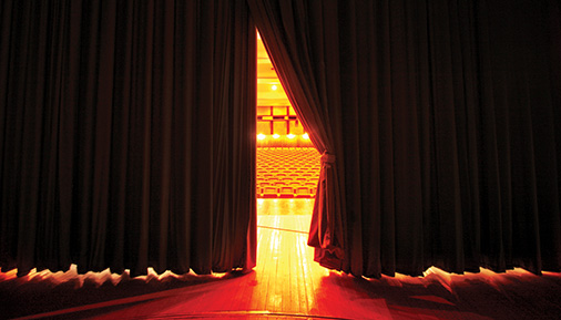 View from behind stage curtain