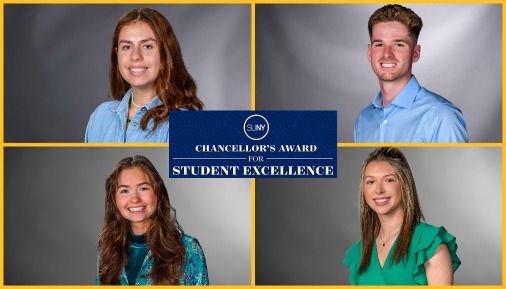 SUNY Chancellor's Award for Student Excellence logo and recipients