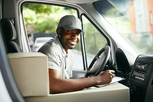 Commercial driver in truck
