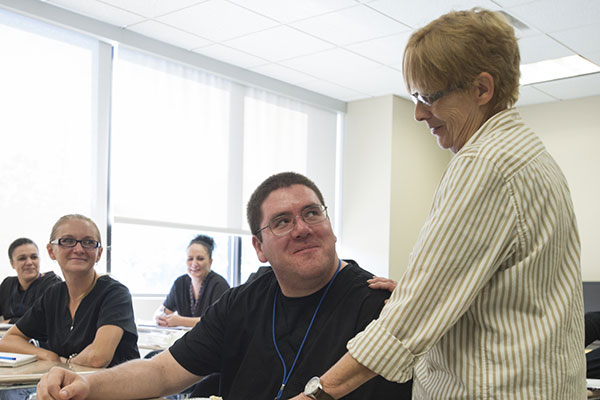 Students in a classroom at the EOC